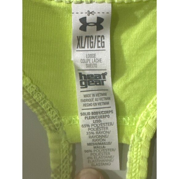 Under Armour Womens HeatGear Loose Fit Running Tank Top Neon Yellow XL - Picture 2 of 6